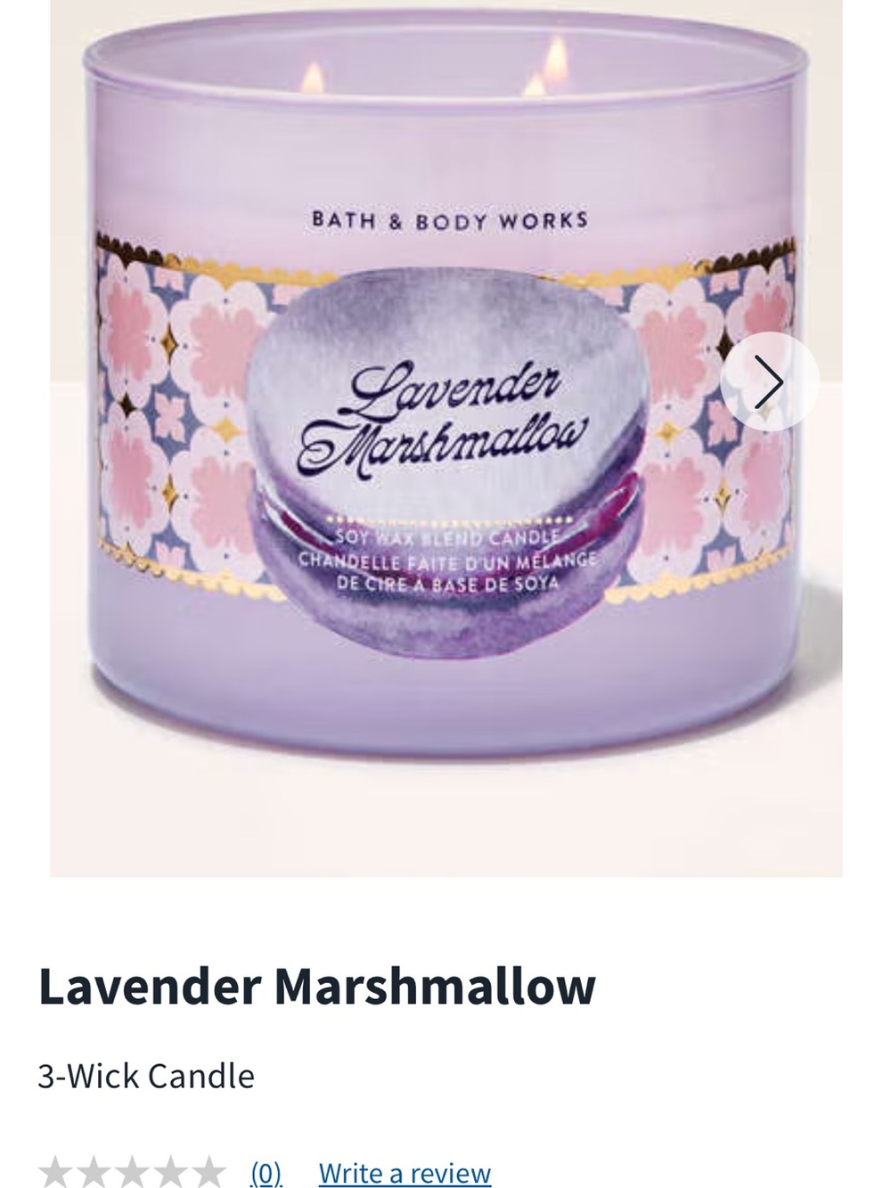 Bath & Body Works Lavender Marshmallow 3-Wick Candle - Lavender Purple